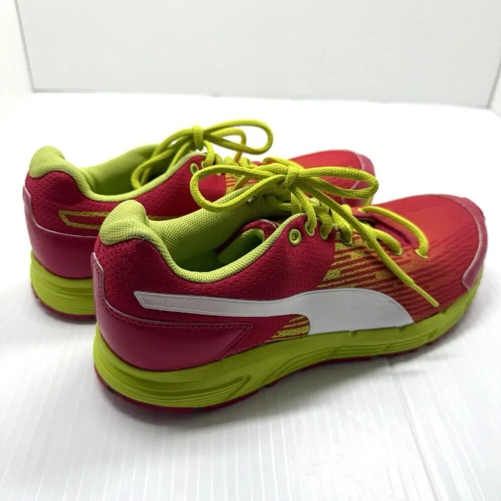 Puma Sequence Women’s Running Shoes Sz 7.5 Pink Chartreuse Lace Up Sneakers NWOB